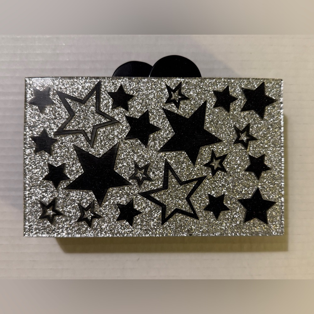 Bari Lynn Girls Magnetic Rectangle Glitter Star Hard Acrylic Purse NWT